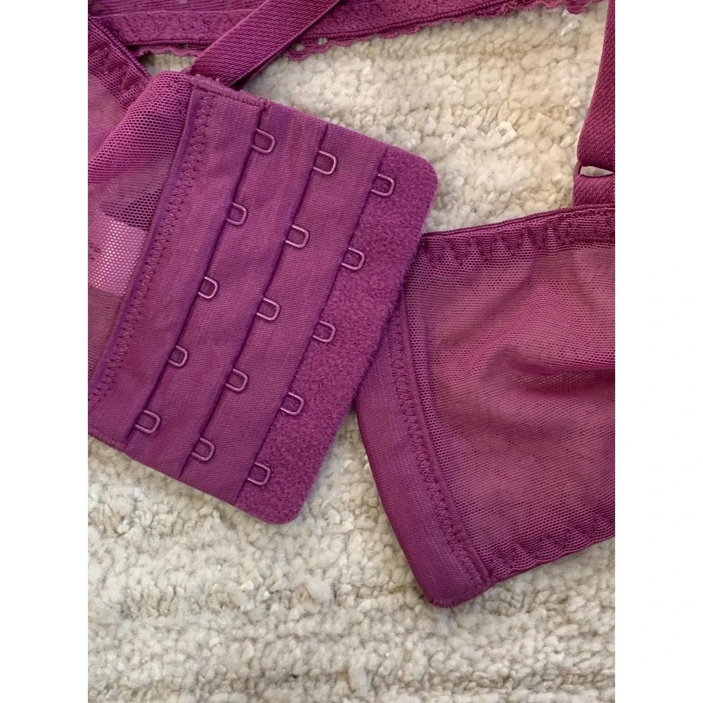 Adore Me Women's Nymphadora Contour Balconette Bra Purple Lace Hearts Size‎ 36B